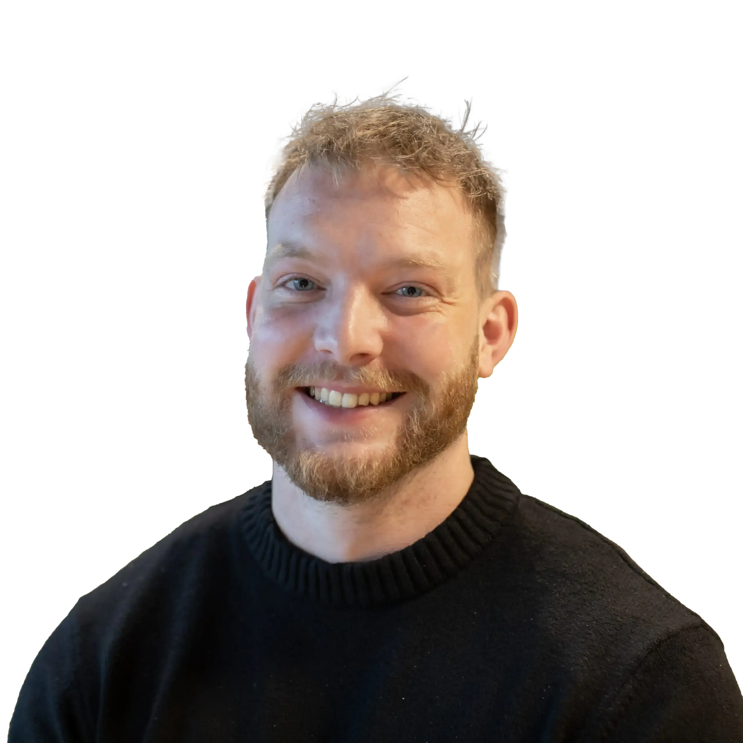 Rens Steenbergen, initiatiefnemer van Vita Fortis. Hij lacht in de camera en draagt een zwart t-shirt.